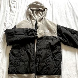 Grey and Black Reversible North Face Jacket, Size L